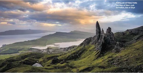  ??  ?? POPULAR ATTRACTION: Old Man of Storr rock formation, Isle of Skye