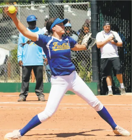  ?? Angelo Garcia Jr. / MaxPreps ?? Nicole May — The Chronicle’s Metro Player of the Year — was 24-0 with a 0.32 ERA and batted .463 for Foothill-Pleasanton.