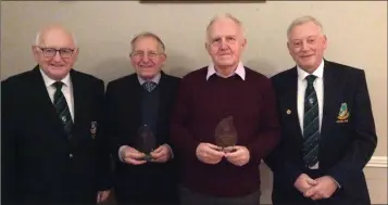  ??  ?? Baltinglas­s Golf Club President Jim Murray with Club Fourball runners up John Glynn Peter Glynn and club captain Martin Hennessy.