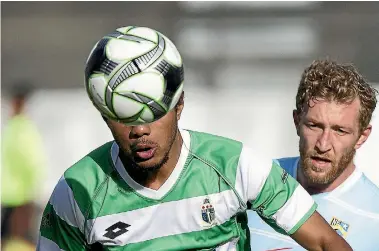  ?? PHOTO: MURRAY WILSON/STUFF ?? Marist can’t afford to take their eye off the ball against Red Sox. Ludwig Zeoula does no such thing here against North End on Saturday.