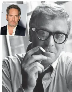  ??  ?? SPY: Michael Caine as Harry Palmer in the 1965 movie. Inset, Tom Hollander.