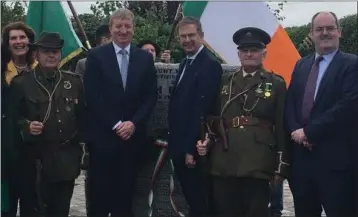  ??  ?? Malachai Duddy, Therese Morgan, Kathleen Kelleher, David Power, Deputy Pat Casey, Deputy Eamon O Cuiv, who was the leader of FF Centenary Commemorat­ions, David Owens, Senator Gerry Horkan, Cllr Pat Doran, Cllr Gerry Walsh and Cllr Pat Kennedy at the...