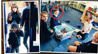  ??  ?? Excited: Oscar arrives at school this week, and (circled) with friends