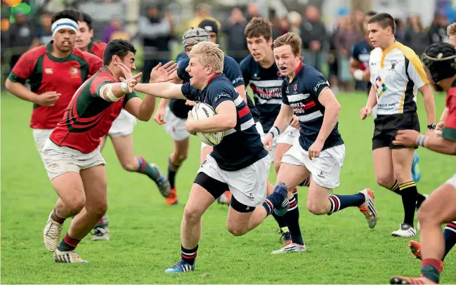  ??  ?? Captain Jack Kinder had a strong game in Feilding High School’s loss to St Peter’s school.