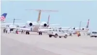  ??  ?? Array of private jets in Kano yesterday