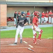  ?? Tim Godbee ?? Calhoun sophomore Andrew Purdy crosses the plate for a run last Friday against Cherokee.