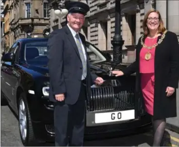 ??  ?? Lord Provost Eva Bolander with the Rolls-Royce Ghost
