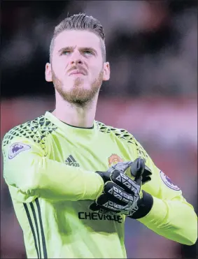  ??  ?? PLAYING FOR KEEPS: Manchester United’s Spanish internatio­nal goalkeeper, David de Gea.