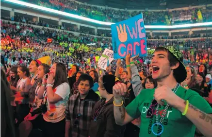  ??  ?? Youth can’t buy a ticket to We Day. They earn their way in by taking action on one local and one global issue.