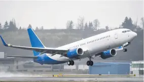  ??  ?? &gt;Jet2’s 100th aircraft (a Boeing 737-800) leaving the Delivery Centre