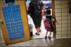  ?? The Associated Press ?? FIRST DAY: In this Sept. 8, 2015, file photo, a student walks into the first day of kindergart­en at an elementary School in Clio, Mich. A study shows the youngest children in a classroom are more likely to be diagnosed with attention deficit hyperactiv­ity disorder. It’s an intriguing finding for parents considerin­g what’s called “kindergart­en redshirtin­g,” or delaying school entry.