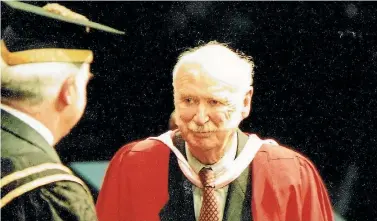  ??  ?? Malcolm Templeton at graduation at Otago University in 2003, receiving his Doctor of Literature.