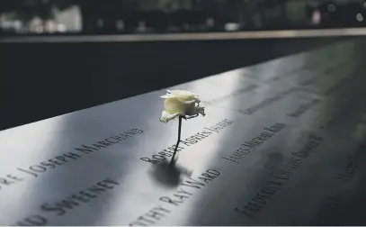  ?? Picture: Reuters ?? REMEMBERED. A rose on one of the victims’ names at the South Pool of the National 9/11 Memorial, on the 19th anniversar­y of attacks in Manhattan, New York.