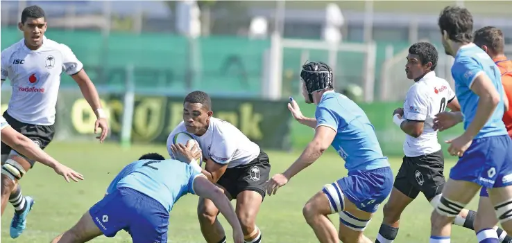  ?? Photo: World Rugby ?? Action from the Vodafone Fijian U20 match against Uruguay on August 29,2018 .