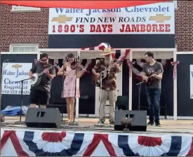  ?? (Contribute­d photo/Randall Franks) ?? Slim Chance of Murfreesbo­ro, Tenn., won the bluegrass band competitio­n at the 1890s Day Old Time Fiddlers Convention on May 26 in Ringgold.