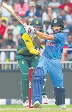  ?? BCCI ?? ▪ Shikhar Dhawan extended his fine run in the ODI series and led from the front after a racy partnershi­p with skipper Virat Kohli in the first T20 against South Africa on Sunday.