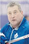  ?? DARREN CALABRESE/THE CANADIAN PRESS ?? Peter Horachek is one of two assistant coaches currently tasked with leading the Toronto Maple Leafs.