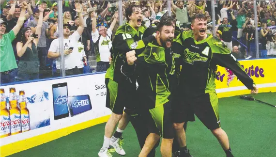  ?? KAYLE NEIS ?? The Saskatchew­an Rush reintroduc­ed profession­al sports to Saskatoon in 2016. They brought a championsh­ip to the city that year, above, and again in 2018.