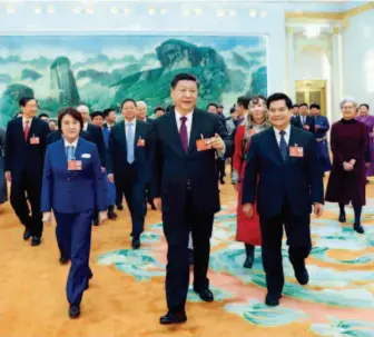  ??  ?? March 5, 2018: President Xi Jinping joins a panel discussion with NPC deputies from the Inner Mongolia Autonomous Region. by Xie Huanchi/xinhua