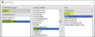  ??  ?? Bild 4: Schriftfel­d mit Systemvari­ablenauswa­hl CTAB.