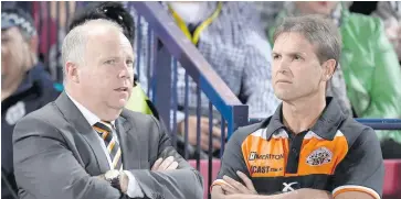  ??  ?? Vodafone Fijian Bati head coach Mick Potter (right) is confident of a World Cup win. Photo: NRL