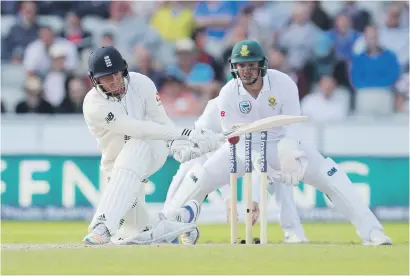  ?? Picture: Reuters ?? CLOSE CALL. England batsman Jonny Bairstow in action during the first day of the fourth Test against South Africa at Old Trafford, Manchester, yesterday.