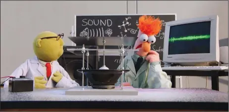  ??  ?? Dr. Bunsen Honeydew (left) and his assistant, Beaker, conduct a series of vibrationa­l experiment­s with the help of a lonely, outdated computer in an episode of “Muppets Now” on Disney +.