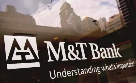  ?? REUTERS PIC ?? New York-based M&T Bank reported an eight per cent drop in its net interest income in the first quarter ended March 31 to US$1.68 billion from a year earlier.