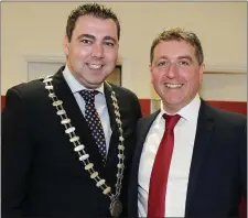  ??  ?? Mayor of Cork County Councillor John Paul O’ Shea chatting to Kerryman/Corkman Group Editor Kevin Hughes.