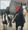  ??  ?? CHARITY RIDE: Katrina Lane and goddaughte­r Tal getting ready for the Yorkshire Hack.