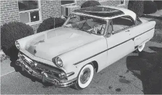  ??  ?? This ’54 Ford Customline Skyliner with its Plexiglas sun roof is one of the collector cars Jon Berlinghof­f has owned. Their popularity fell by 1956 as drivers complained of being cooked in the cabin by the hot sun.