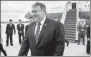  ?? ANDREW HARNIK / ASSOCIATED PRESS ?? Mike Pompeo, US secretary of state, arrives at Sunan Internatio­nal Airport in Pyongyang on Friday.