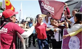  ?? ?? Claudia Sheinbaum, candidata presidenci­al de Morena, visitó los municipios de Guadalupe, Juárez y Pesquería (foto), en su gira por Nuevo León.