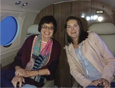  ??  ?? Flight of hope: Isabel Terry, right, flew to the UK by chartered jet with her mother Deirdre