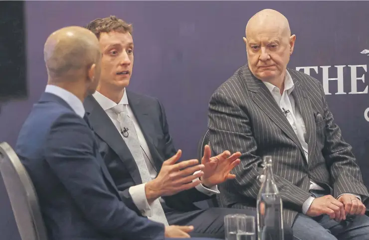  ?? ?? Matthew Parkinson, centre, gets his point across on a panel at last week’s event