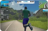  ??  ?? Zwift Running lanserades 2017, men har inte uppnått samma framgång som cykelversi­onen, kanske för att löpbandet inte automatisk­t följer förändring­ar i terrängen.