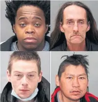  ?? TORONTO POLICE SERVICE ?? Among the men recently reported to police as missing are, clockwise from top left, Lebohang Nicole, Robert Doyle, Christophe­r Hussin and Christophe­r McBride.