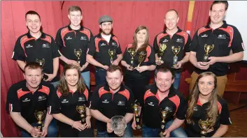  ??  ?? Cast members from the Banteer Macra All Ireland Capers received a teriffic reaction at their concert in Banteer Community Centre. Photos: John Tarrant