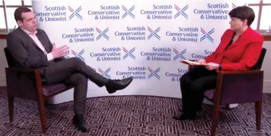  ??  ?? Interview: Scottish Tory leader Douglas Ross with Holyrood leader Ruth Davidson yesterday