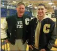  ?? DAVID S. GLASIER — THE NEWS-HERALD ?? Former Cleveland State player Pat Vuyancih, left, and his son, Tony, a starting guard at John Carroll.