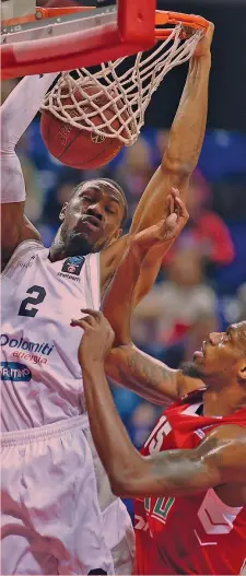  ?? AFP ?? Dominique Sutton, ala di Trento, contro il Lokomotiv Krasnodar