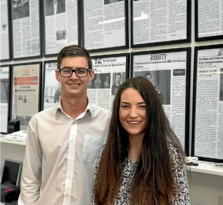  ?? SUPPLIED ?? Former alumni of ACG Strathalla­n, Jack McQuire and Hannah Monigatti will be in charge of the angel investment fund, First Cut Ventures, which is an initiative that is entirely run by students.