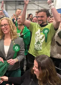  ?? ?? Lorna Slater’s constituen­cy victory for the Greens to depose SNP mainstay Angus Robertson was one of the key stories of the night
