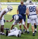  ?? JOE HERMITT — THE PATRIOT-NEWS VIA AP ?? Penn State coach James Franklin vigorously denied an accusation that he pressured a doctor into clearing injured players for action.