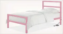  ?? ROOM & BOARD VIA AP ?? The Parsons bed has ports and plugs on both sides of the headboard. The iron frame comes in a wide range of colours, including fun ones like red, green, pink, ocean and blue.