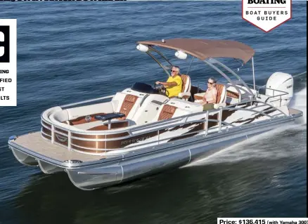  ?? ?? Price: $136,415 (with Yamaha 300)
SPECS: LOA: 27'6.5" BEAM: 8'6" DRAFT (MAX): 1'2" (tubes); 2'7" (engine) DRY WEIGHT: 3,753 lb. SEAT/WEIGHT CAPACITY: 15/2,142 lb. FUEL CAPACITY: 58 gal.
HOW WE TESTED: ENGINE: Yamaha 300 DRIVE/PROP: Outboard/Yamaha Saltwater Series 153/4" x 13" 3-blade stainless steel GEAR RATIO: 1.85:1 FUEL LOAD: 58 gal. CREW WEIGHT: 355 lb.
