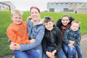  ??  ?? Having fun Pictured from left are Helen Shields with her sons Kyle Paget, left and Calum Paget and Claire Reid with her son Sean McCann