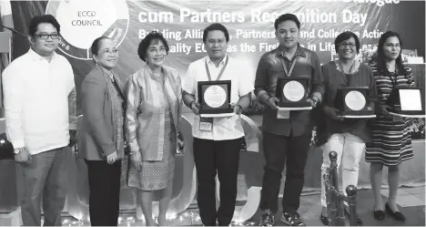  ?? Edwin Lasquite/CIO Tagum ?? THE LOCAL GOVERNMENT of Tagum was awarded with a Plaque of Recognitio­n for its outstandin­g performanc­e in delivering early childhood care and developmen­t services at the community level, last December 12 during the 2017 ECCD Inter-Sectoral Dialogue cum...