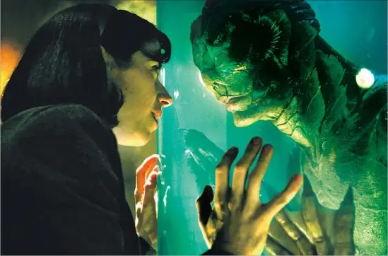  ?? Fox Searchligh­t Pictures ?? THE ROMANCE between the mute Elisa (Sally Hawkins) and the imprisoned Amphibian Man (Doug Jones) is played with deep conviction in “The Shape of Water.”