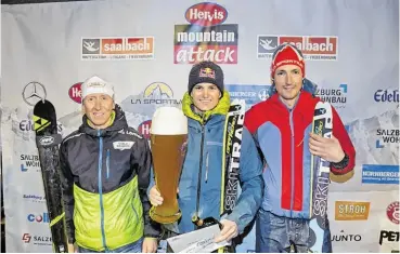  ?? BILD: SN/WILDBILD ?? Der Deutsche Toni Palzer (Mitte) siegte beim Hervis Mountain Man vor Christian Hoffmann (AUT, l.) und Tadei Pivk (ITA, r.).